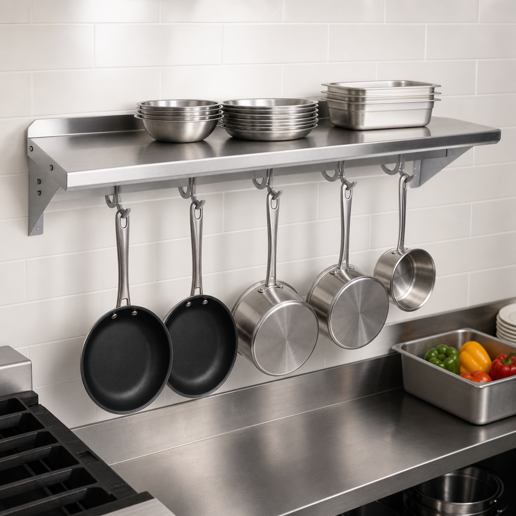 Integrated Pot Rack Shelf