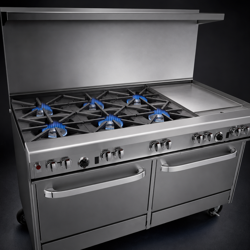 Six Non-Clog Open Burners