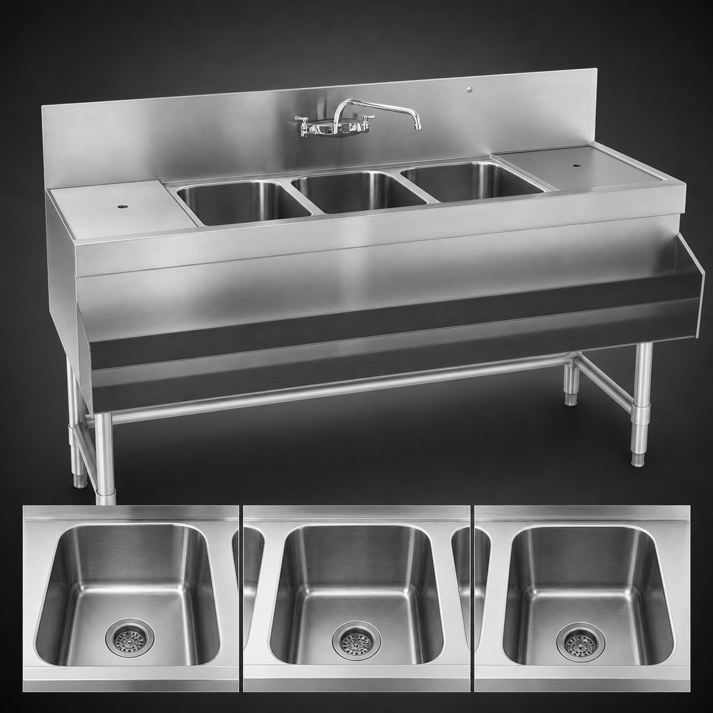 Three Deep Sink Compartments