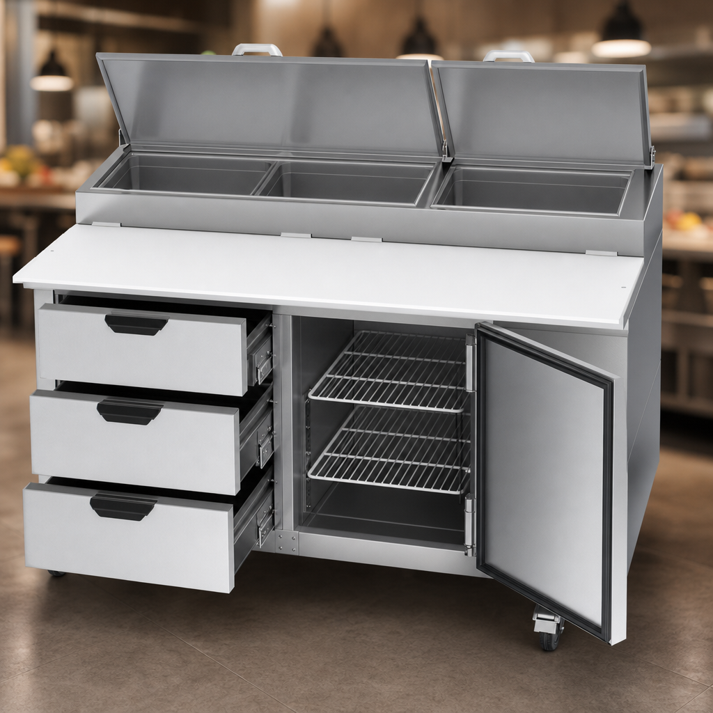 Three Drawer / One Door Storage