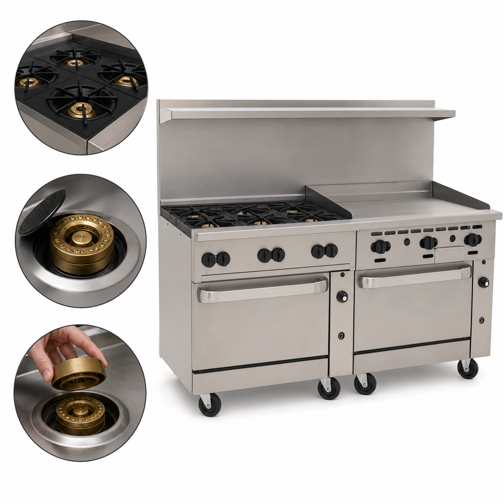 Six Open Burners With Lift-Off Heads