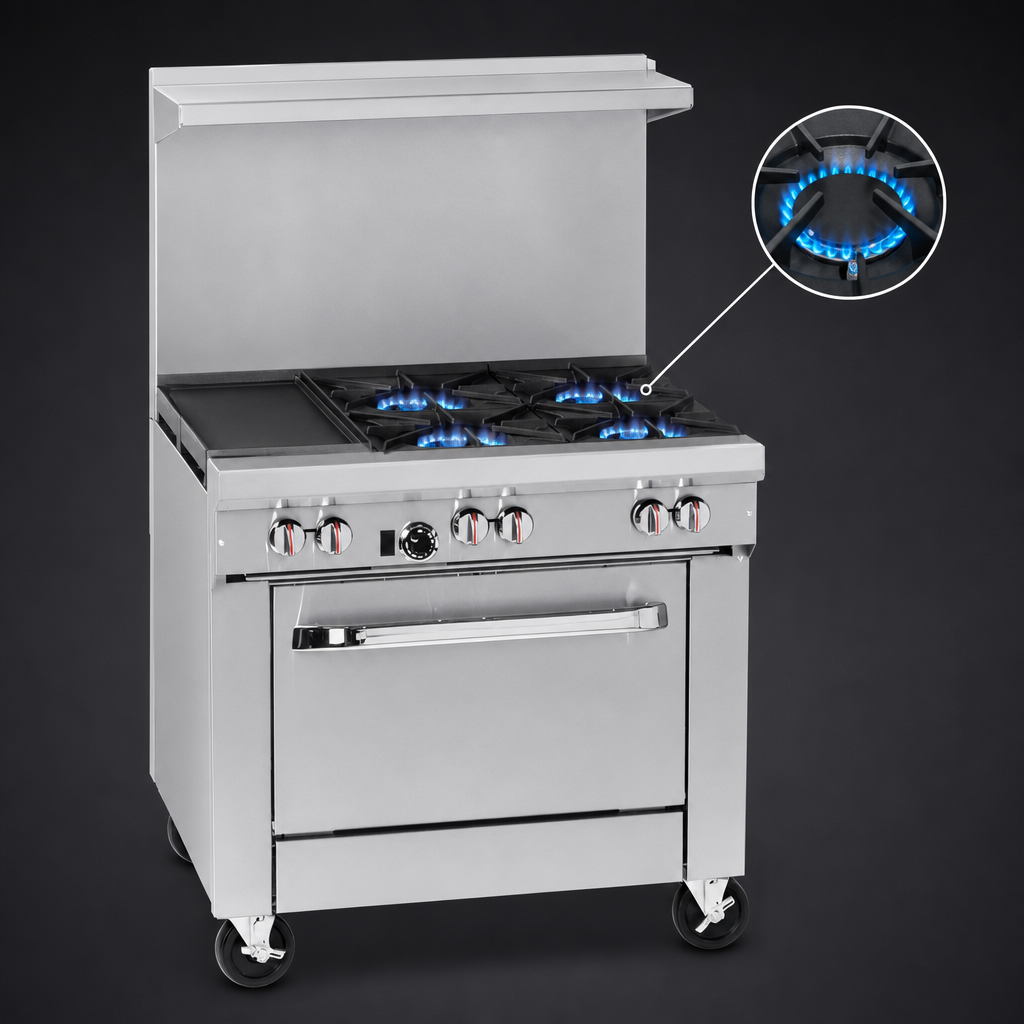 Four 28,000 BTU Open Burners