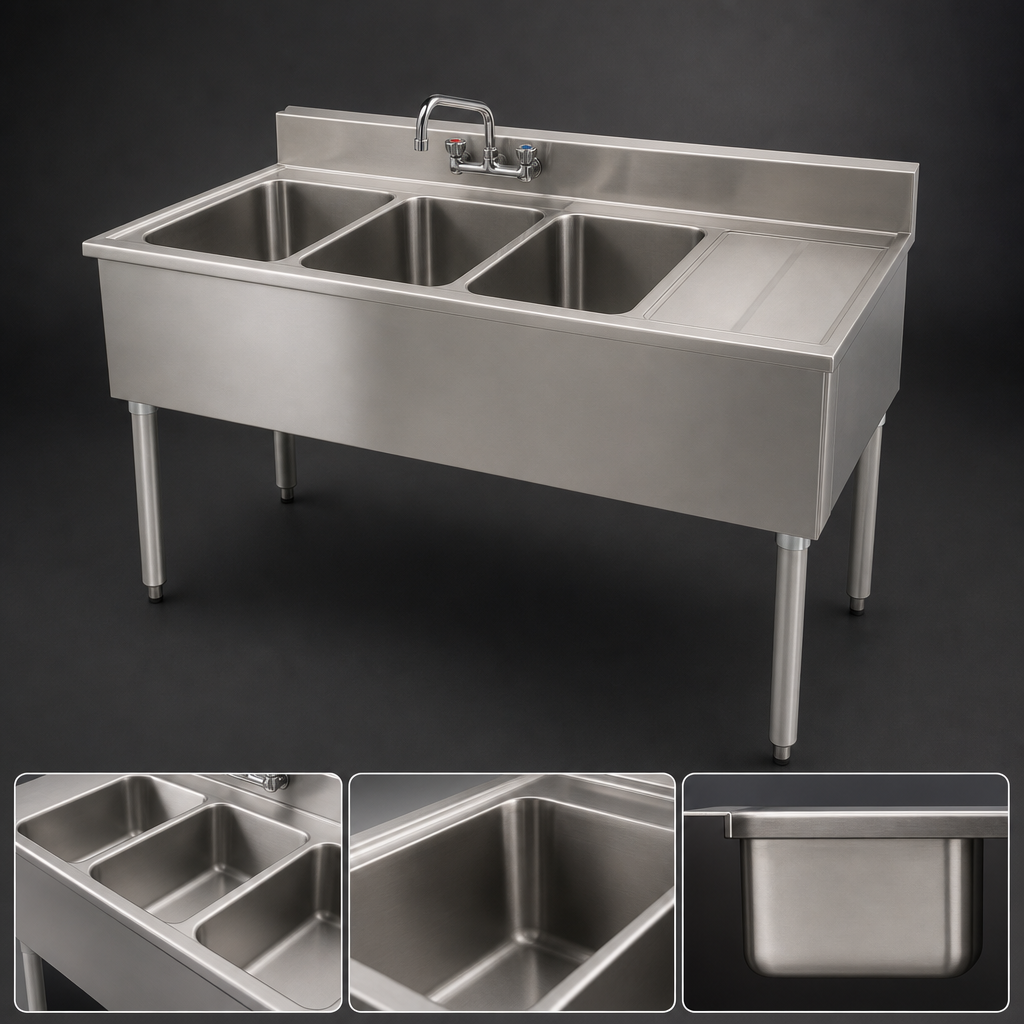 Three Deep-Drawn Compartments