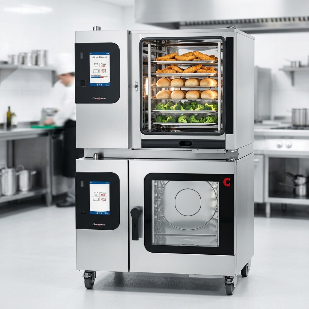 Experience culinary precision as the Convotherm K12 Maxx Pro Combi Oven utilizes its ACS+ Extra Functions to perfectly crisp, bake, and moisten school meal favorites.