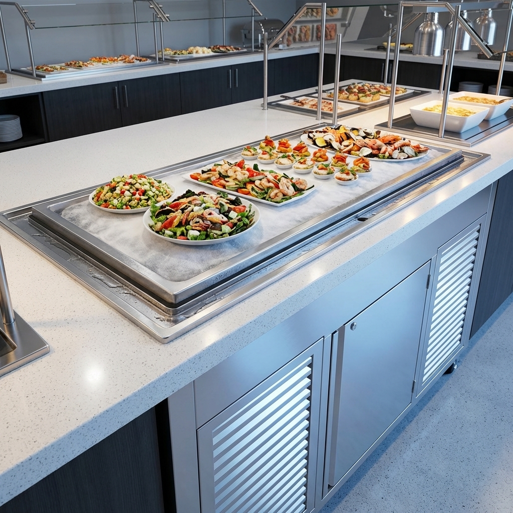 Maintain peak freshness for your cold dishes with the Atlas Metal refrigerated frost top, featuring durable stainless steel and an efficient condensate drain.