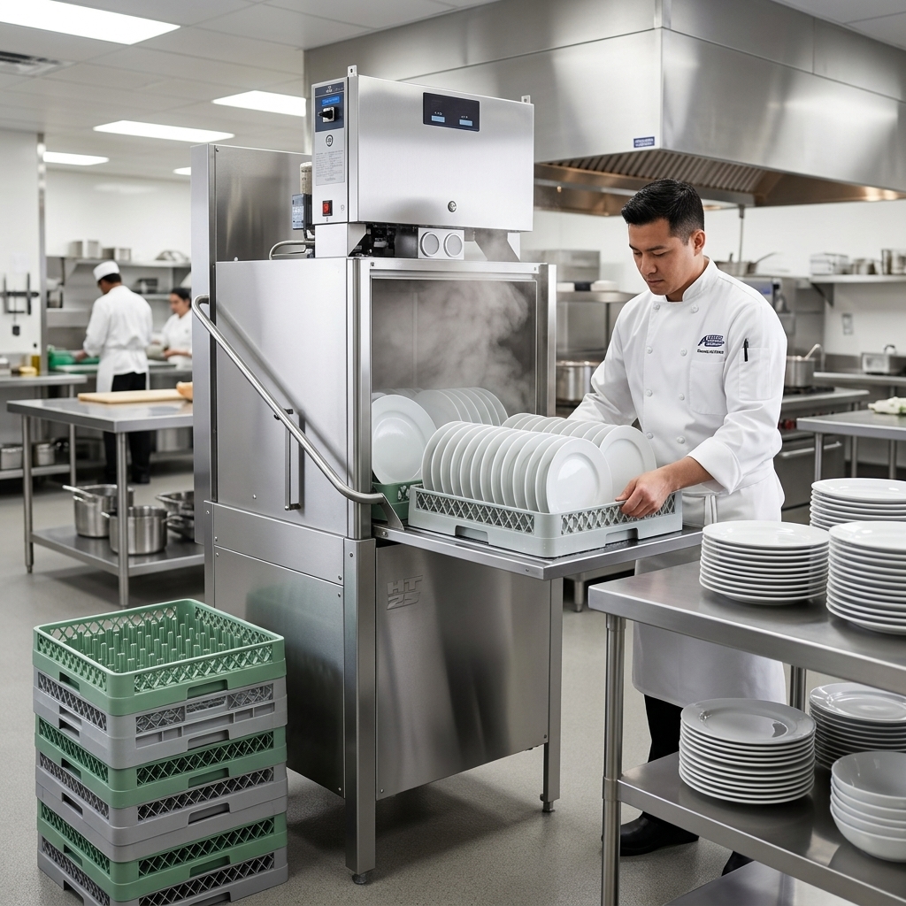 Witness the exceptional speed of the American Dish Service HT-25 as its rapid wash cycle quickly delivers sparkling clean dishware to keep up with any busy commercial kitchen.
