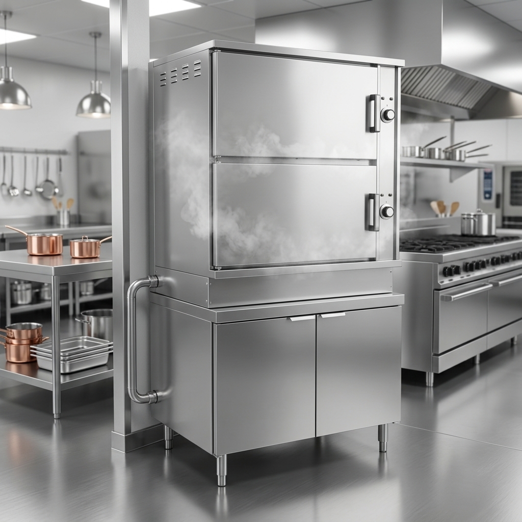 Experience the efficient and consistent cooking provided by the Crown DCX-16 steamer's direct steam operation.
