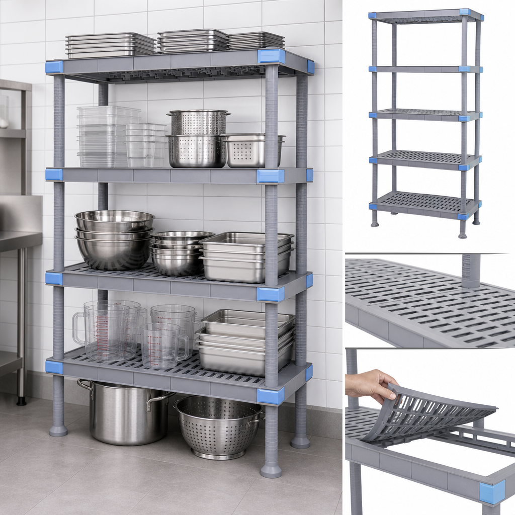 Five Open-Grid Shelves