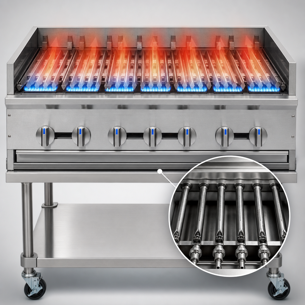 Six Stainless Steel Burners