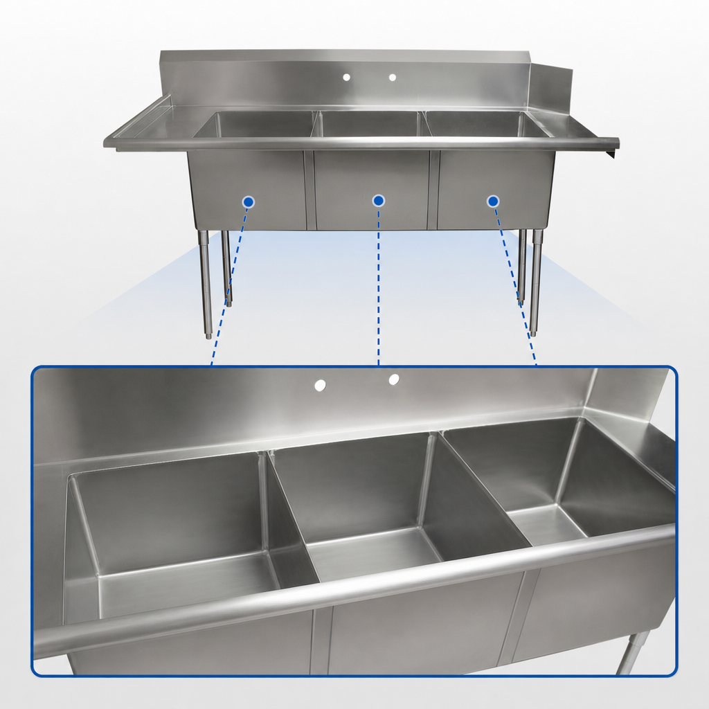 Three-Compartment Sink Section