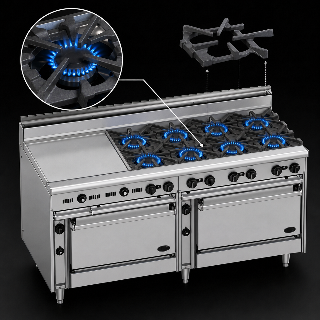 12 High-Output Open Burners
