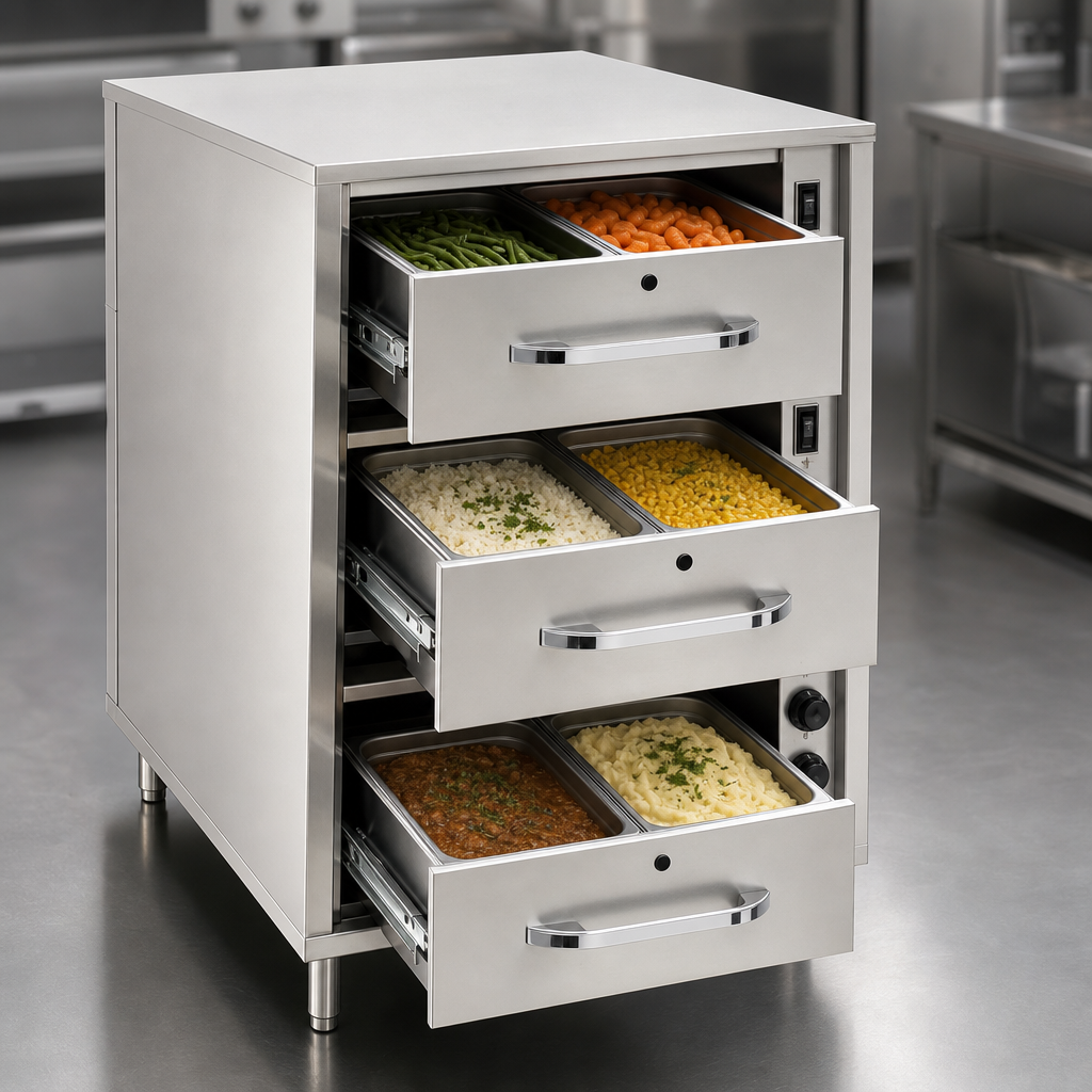 Three Full-Size Heated Drawers