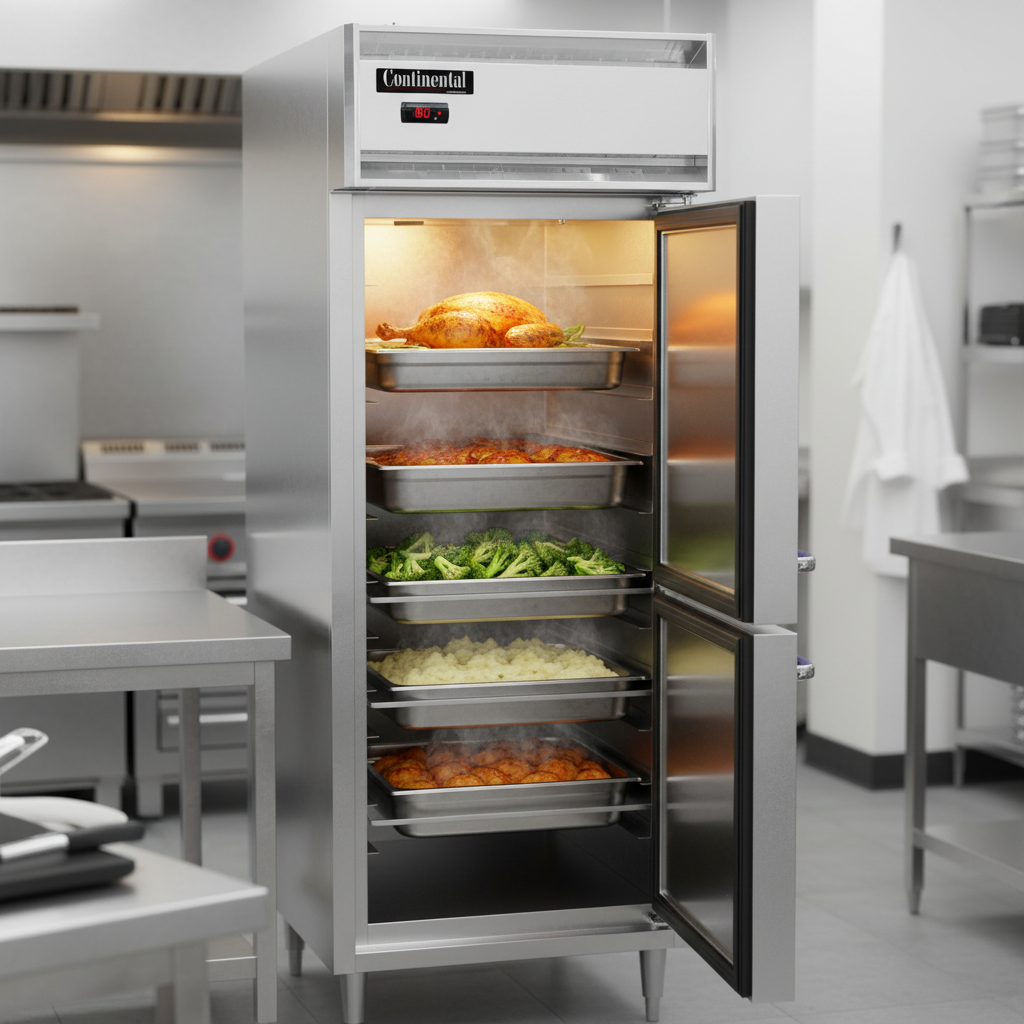 Witness the performance-rated heating system in action, keeping a variety of delicious dishes at their perfect, consistent serving temperature inside this extra-wide holding cabinet.