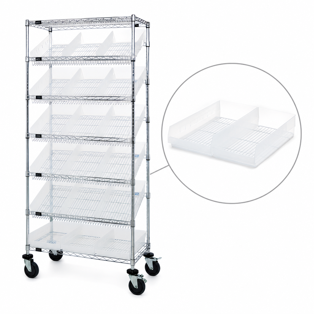 18 Clear Bins Included