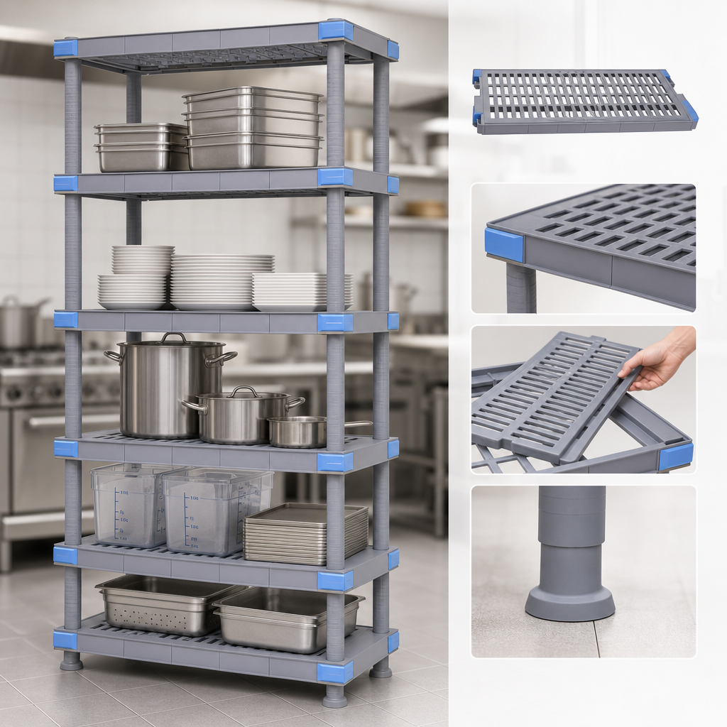 Five Open Grid Shelves