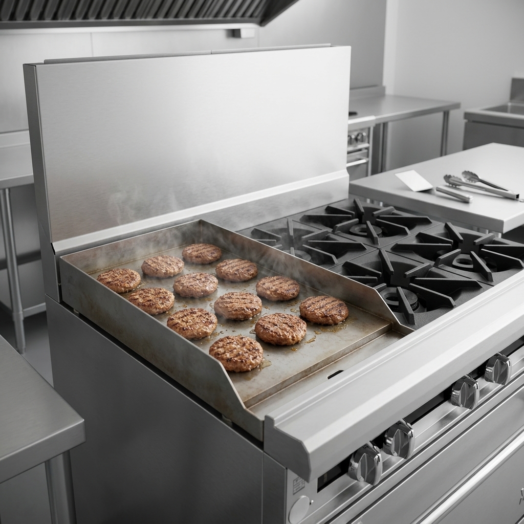 Experience consistent cooking performance across the entire surface of the integrated 12-inch griddle, designed for superior heat distribution.