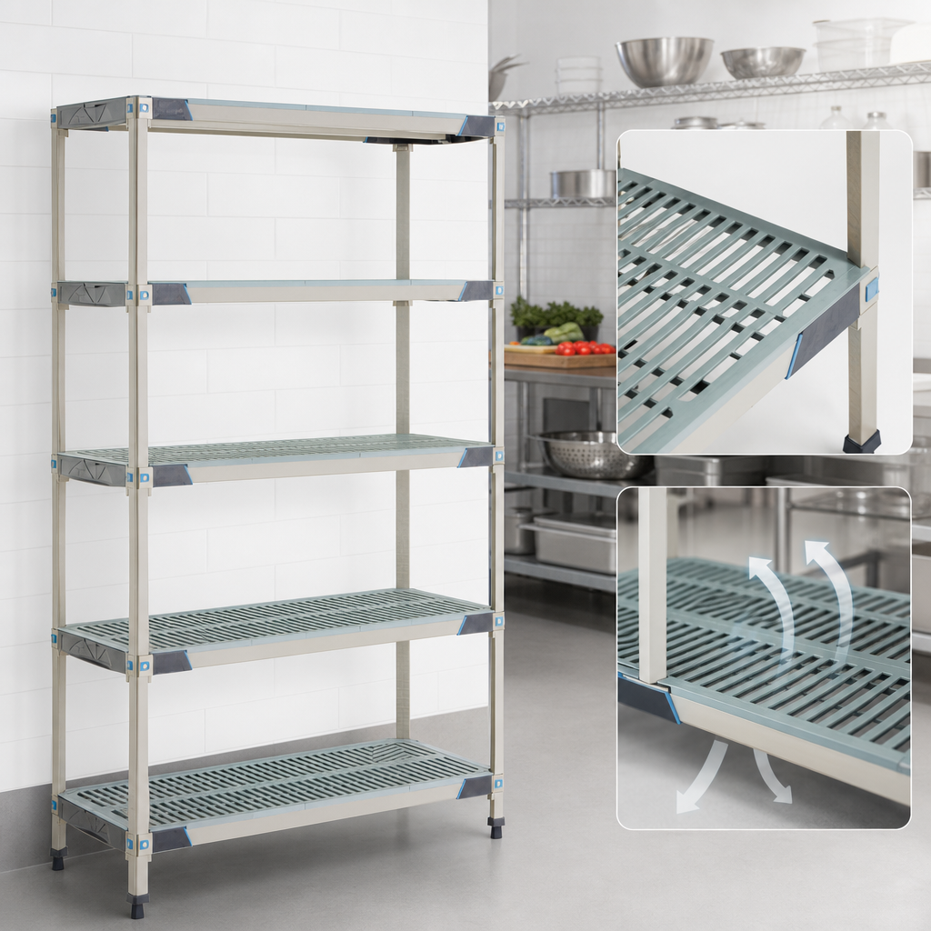 Five Open Grid Shelves