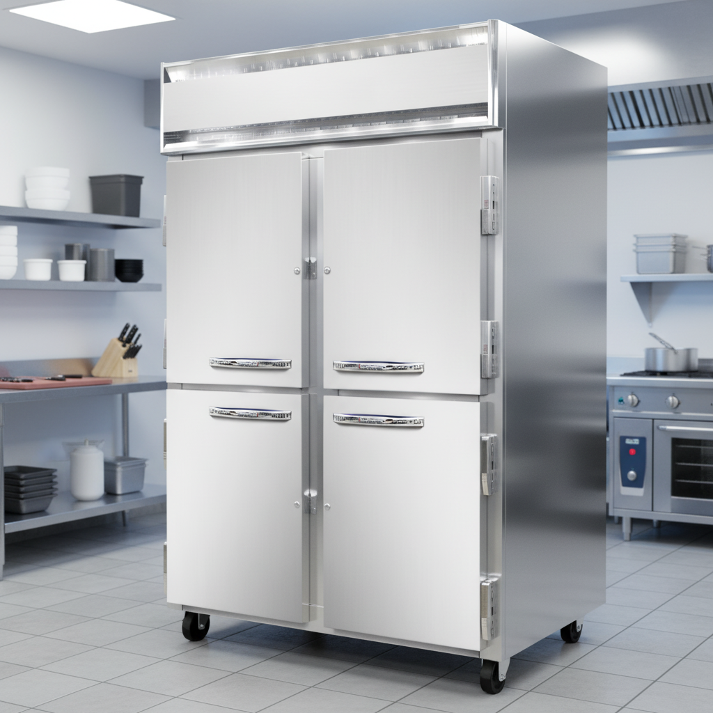 This image highlights the freezer's advanced, high-efficiency cooling system powered by environmentally safe R-290 hydrocarbon refrigerant.