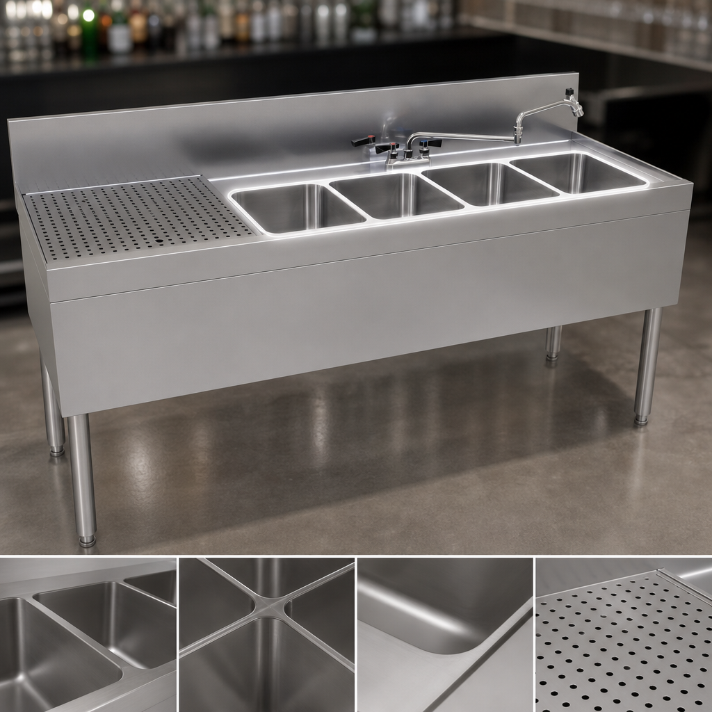 Four Fabricated Sink Bowls
