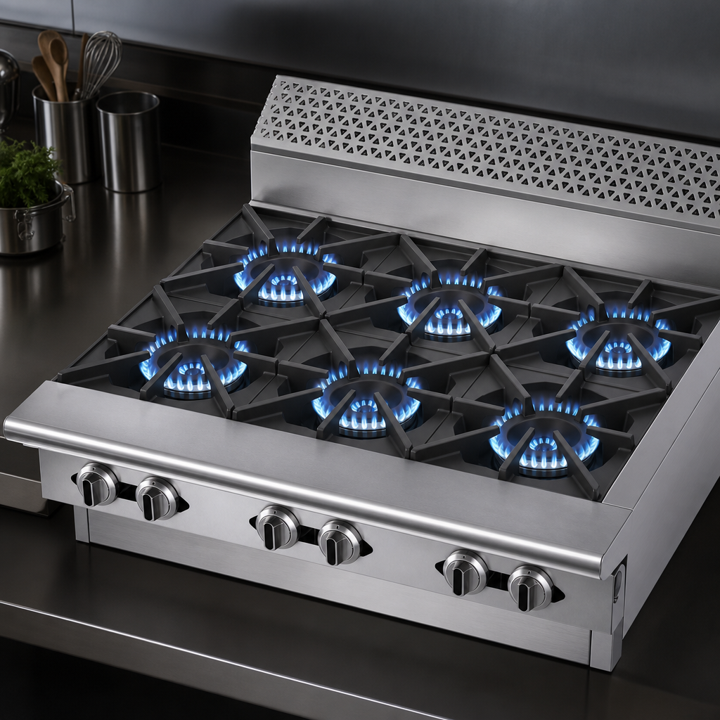 Six High-Output Open Burners