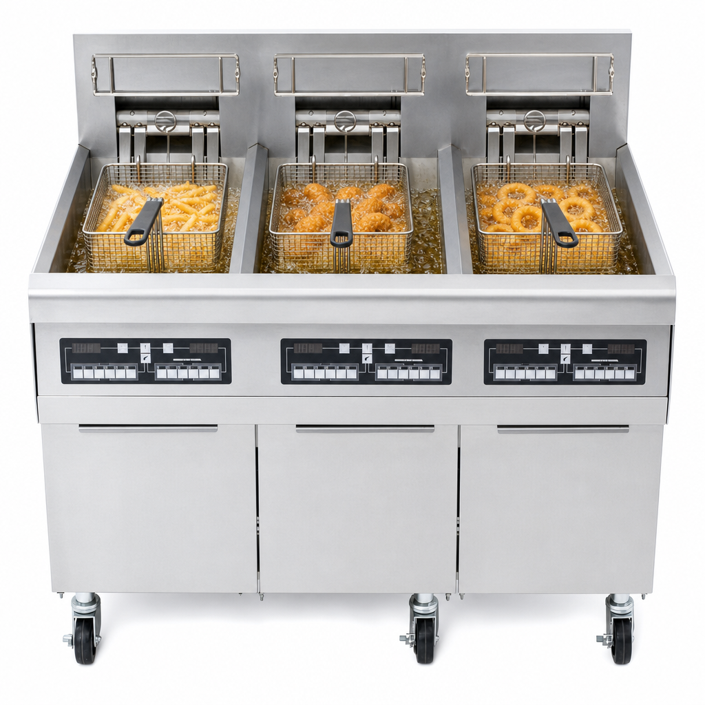 Three 50-Lb Frypots