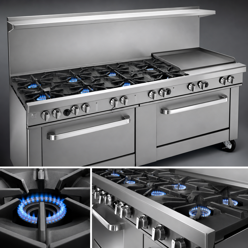 Six Non-Clog Open Burners