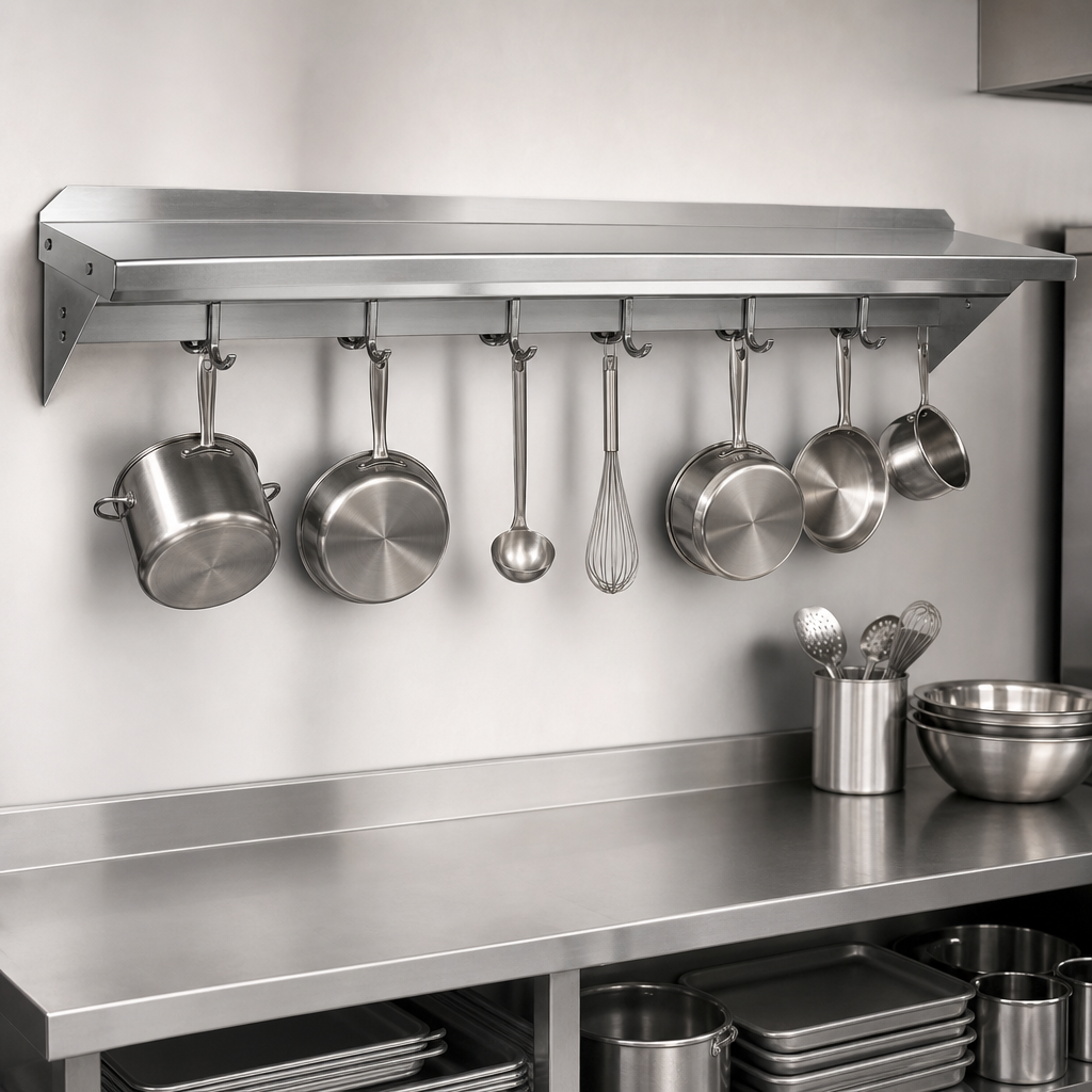 Integrated Pot Rack Shelf
