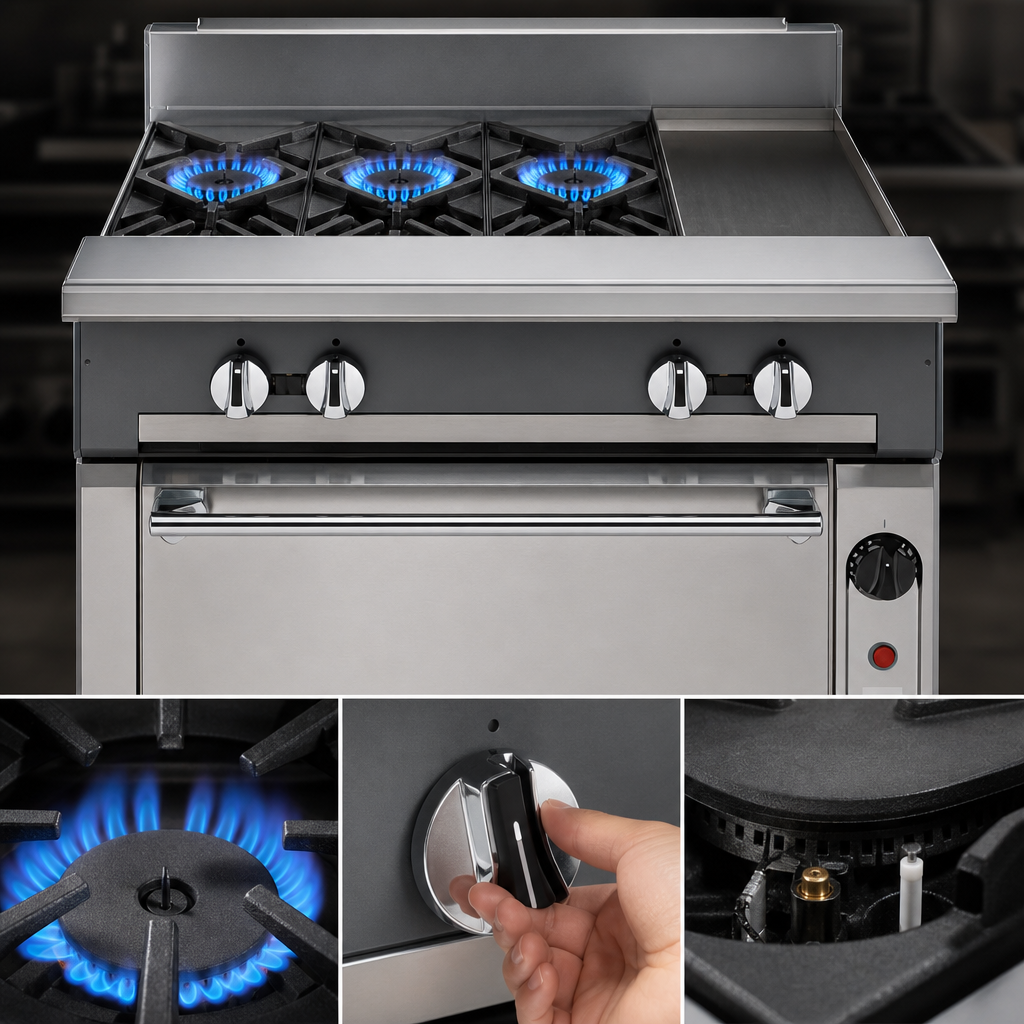 Three 30,000 BTU Burners
