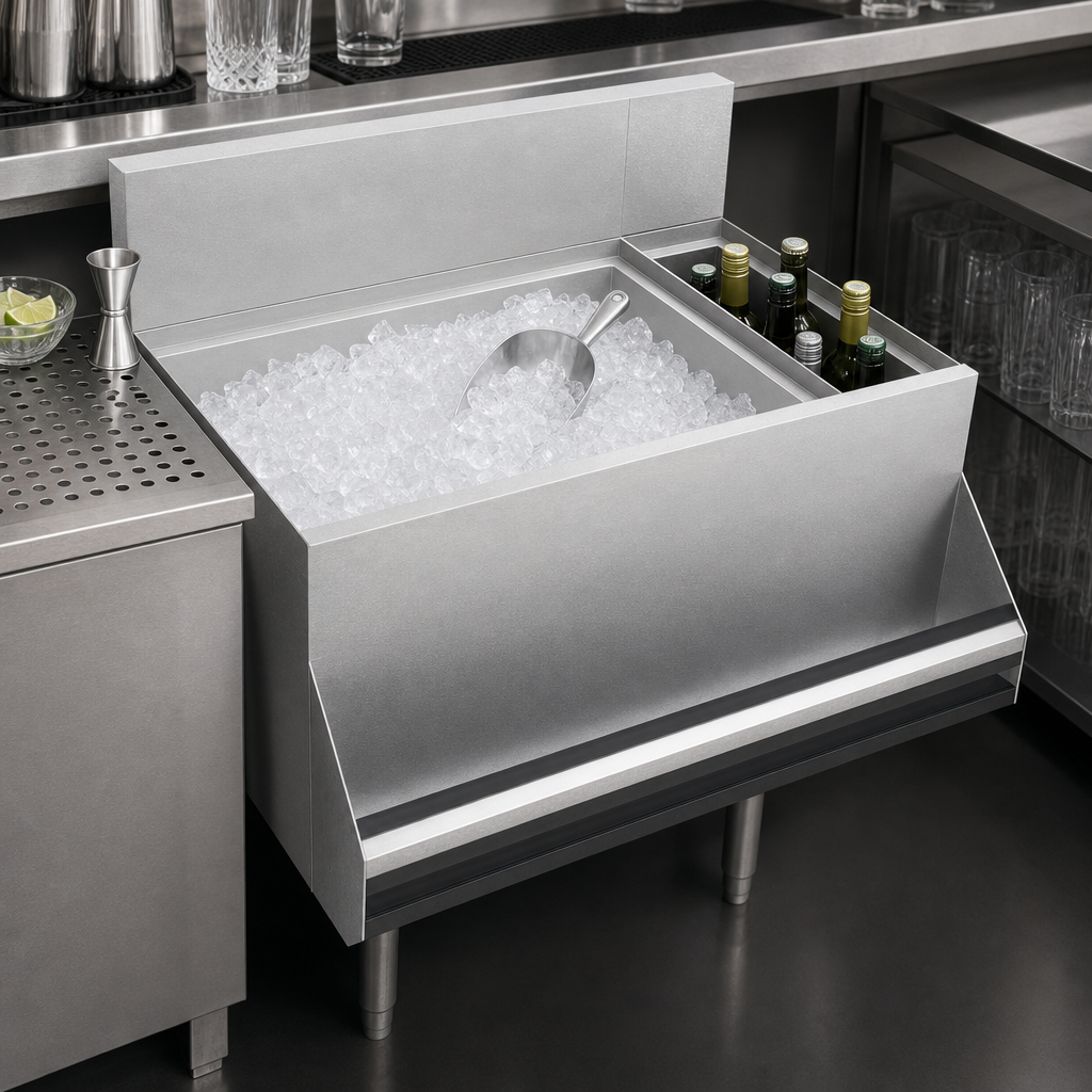 Combination Ice Bin and Bottle Well