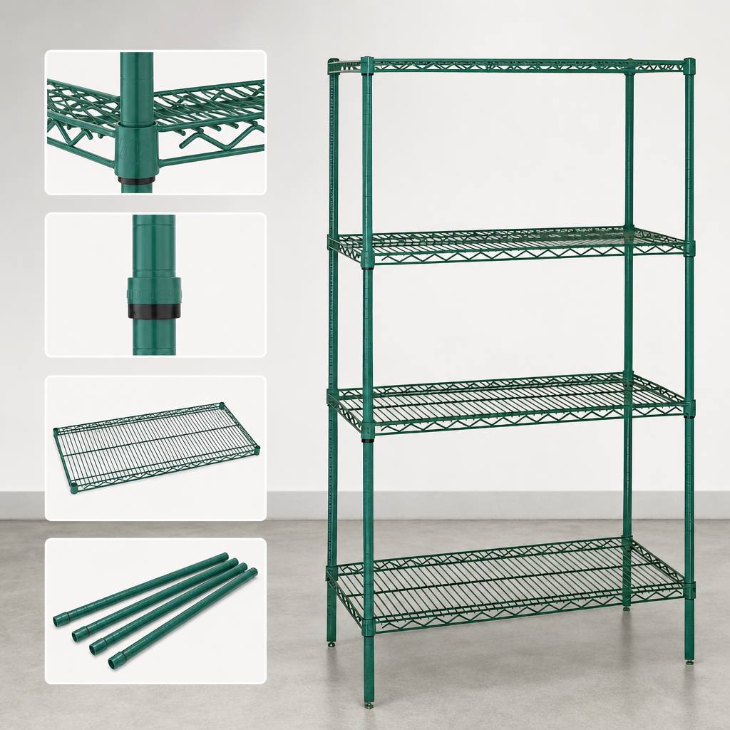 Includes 4 Shelves and 4 Posts