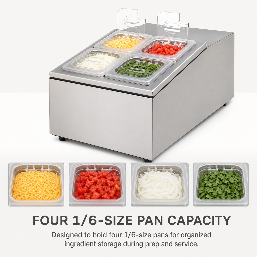 Four 1/6-Size Pan Capacity