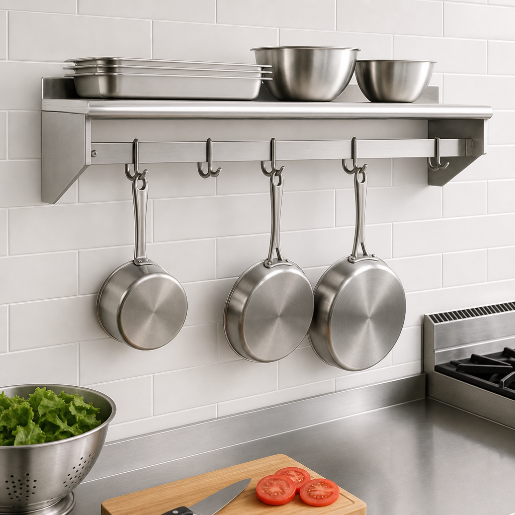 Wall-Mounted Pot Rack Shelf