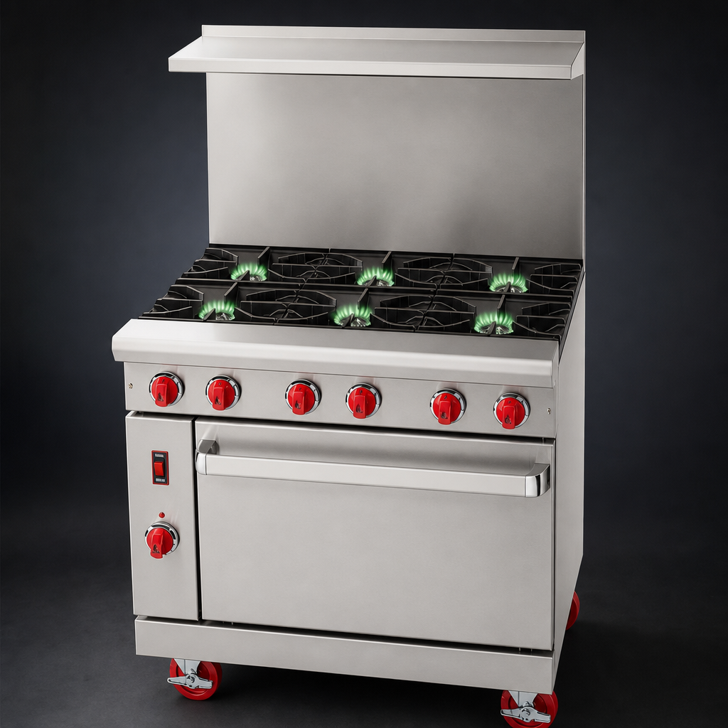Six High-Output Open Burners