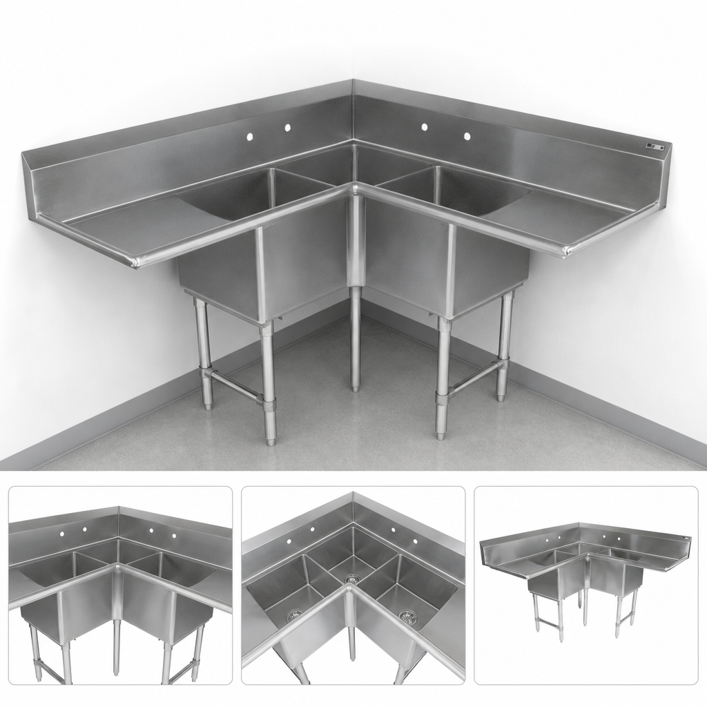 Three-Compartment Corner Layout