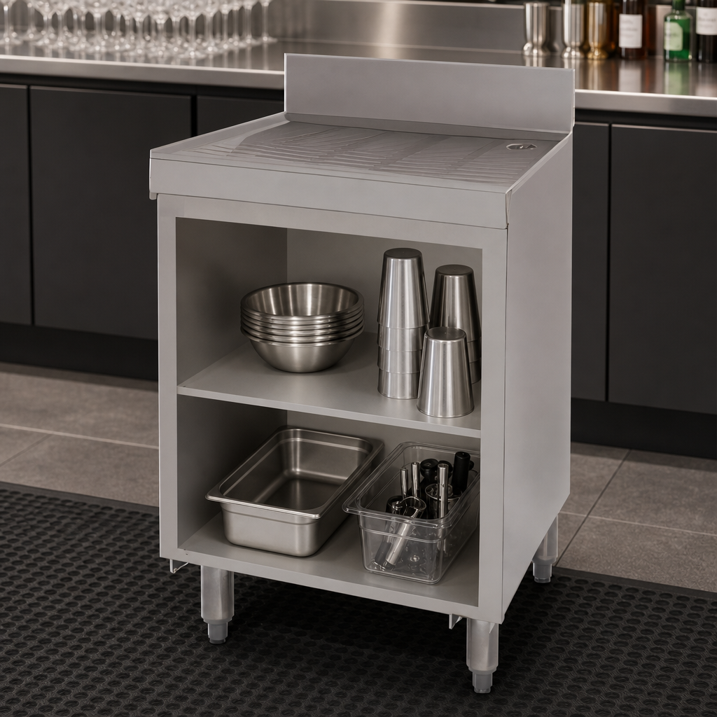 Open Cabinet Base with Mid-Shelf