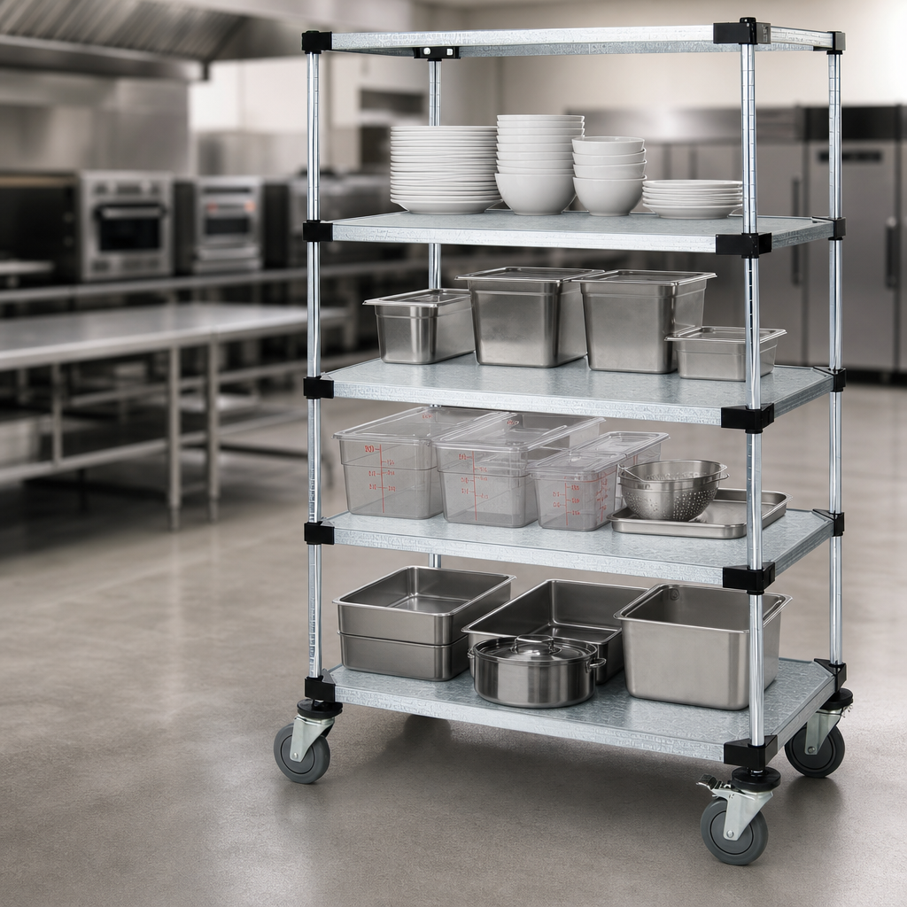 Five Solid Galvanized Steel Shelves