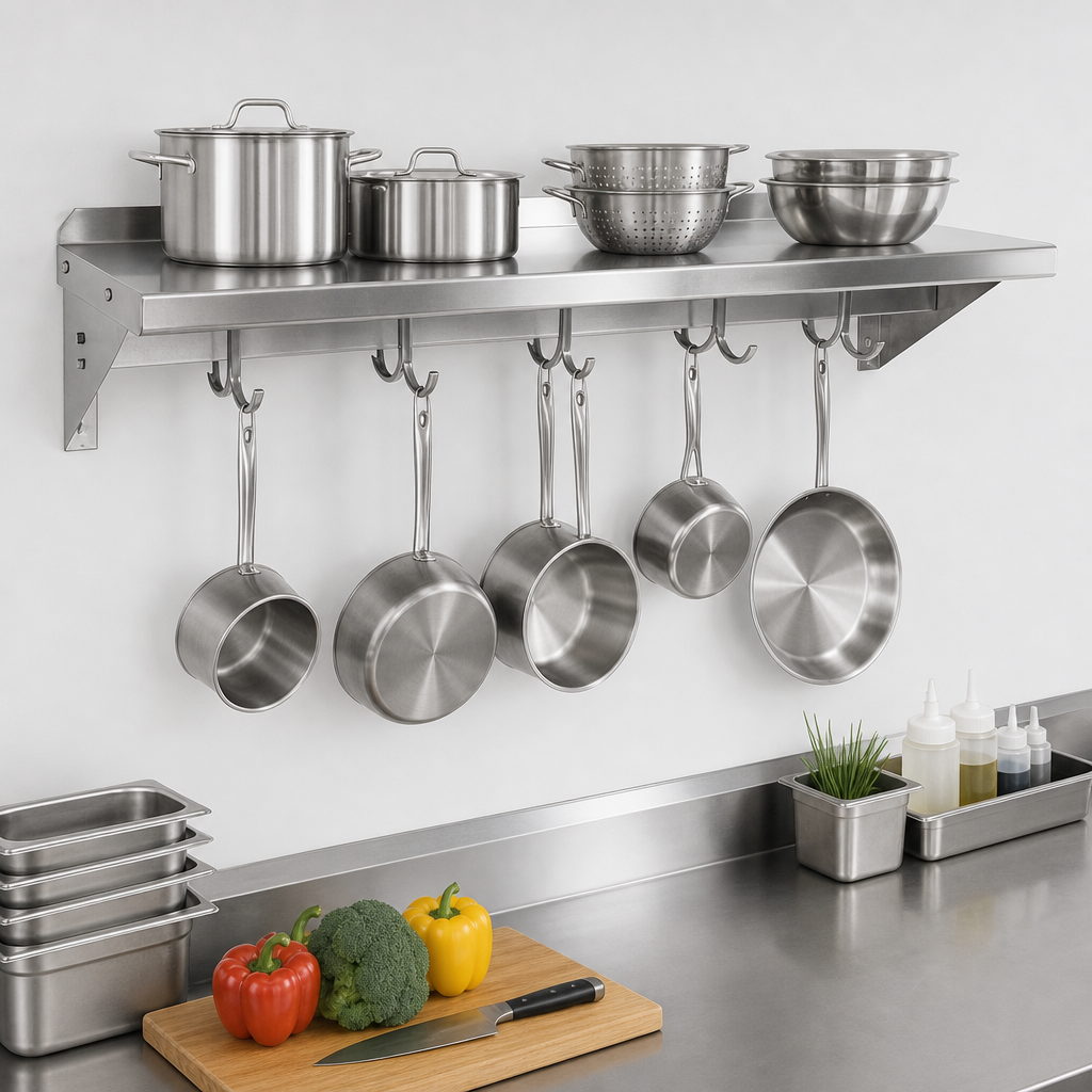 Integrated Pot Rack Shelf