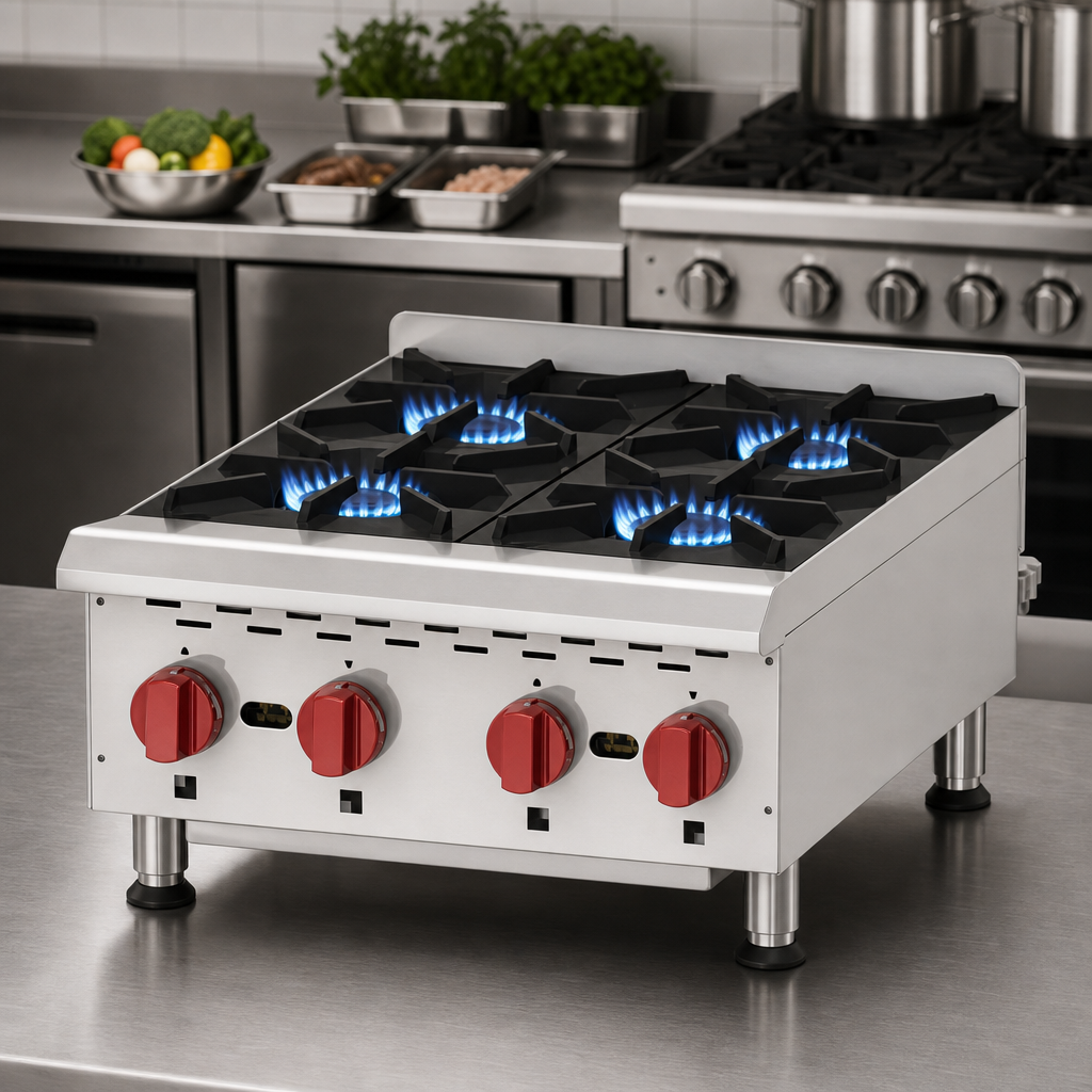 Four Stainless Steel Burners