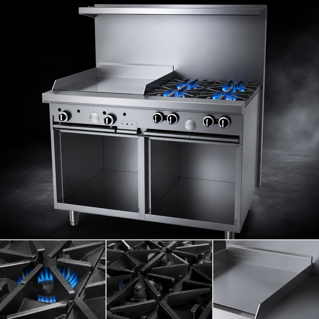 Four 33,000 BTU Open Burners