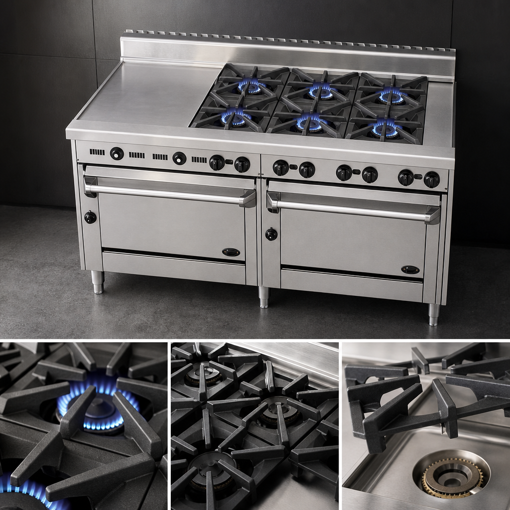 Six High-Output Open Burners