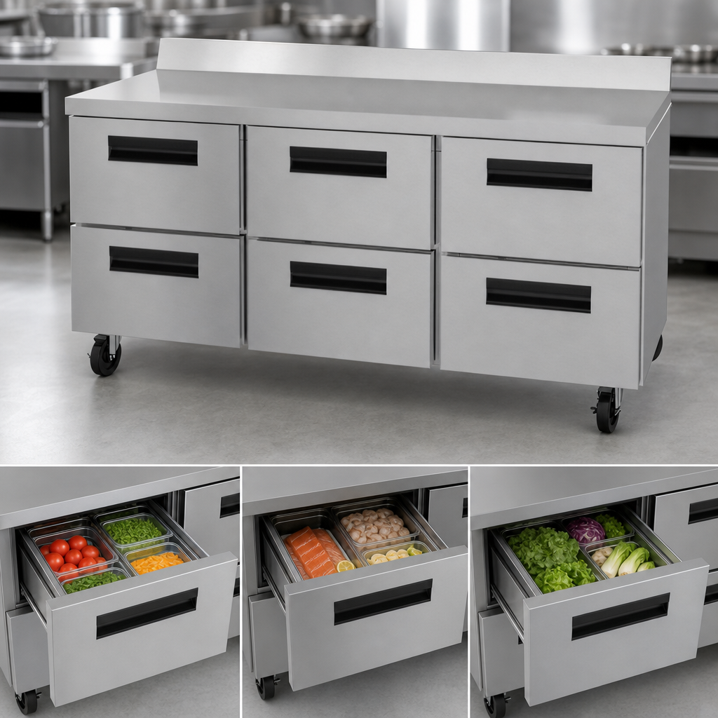 Six-Drawer Three-Section Layout