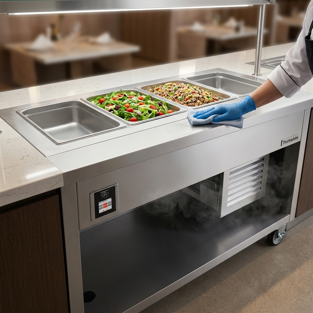 Its innovative flush mount design allows for effortless cleaning and seamless integration into any commercial counter.