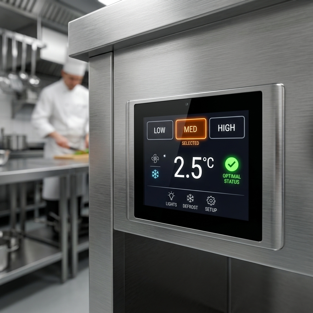 Effortlessly manage temperatures with the intuitive digital touchscreen control, offering simple access to presets and helpful visual alerts for optimal operation.