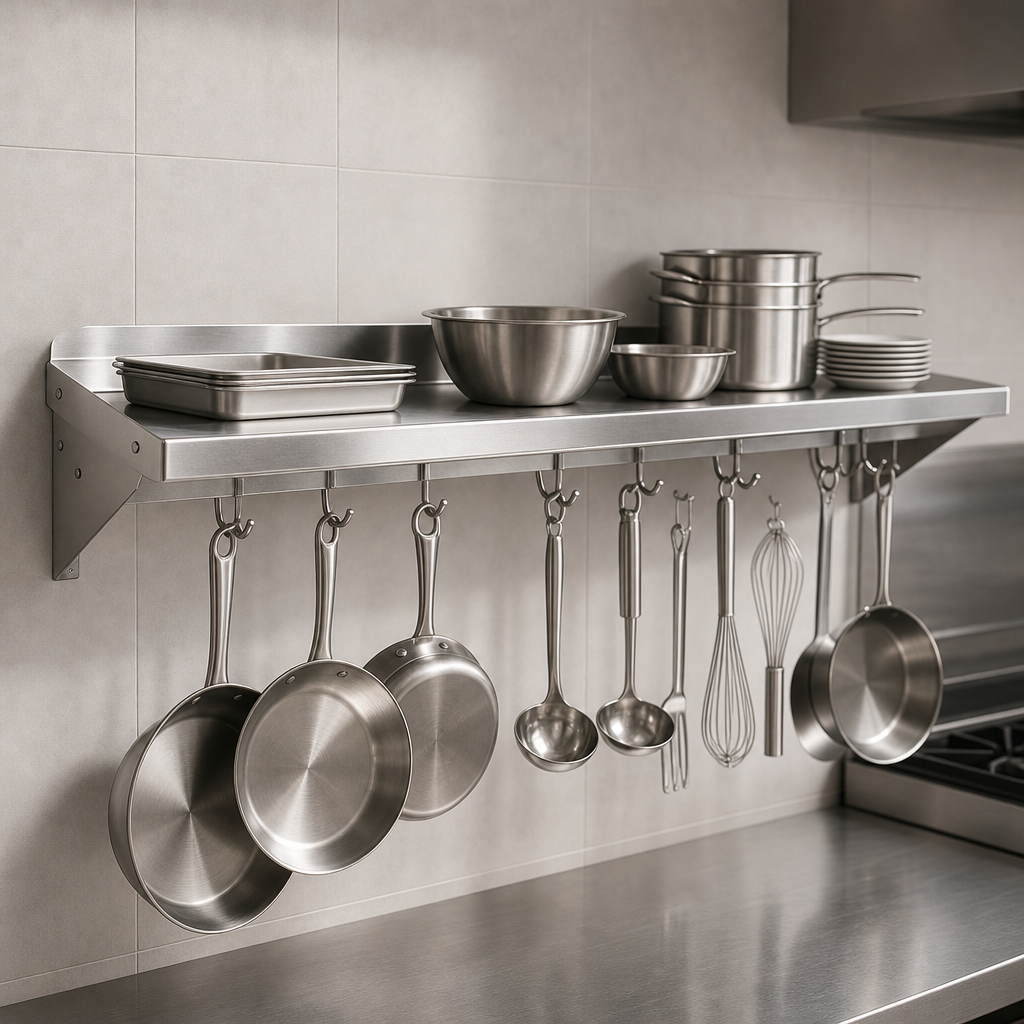 Wall-Mount Shelf With Pot Rack