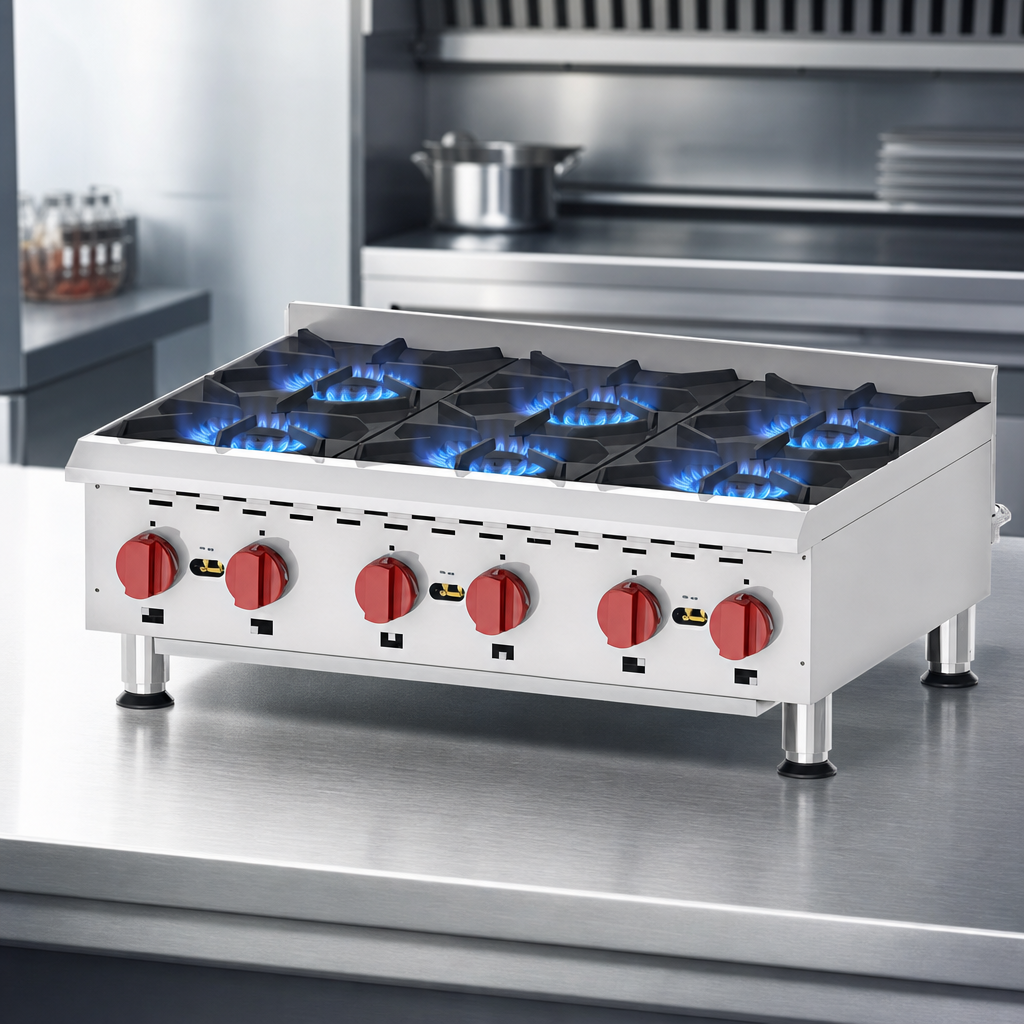 Six Stainless Steel Burners