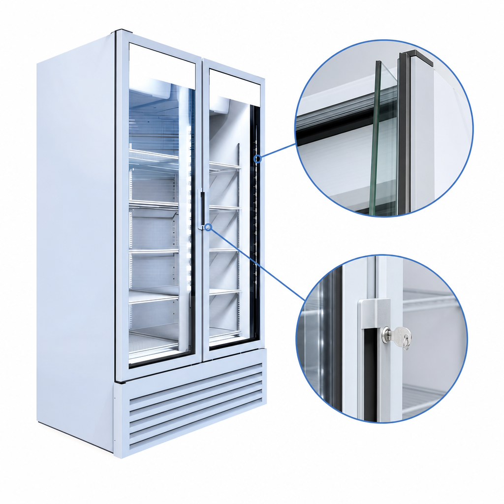 Double-Pane Hinged Glass Doors with Locks