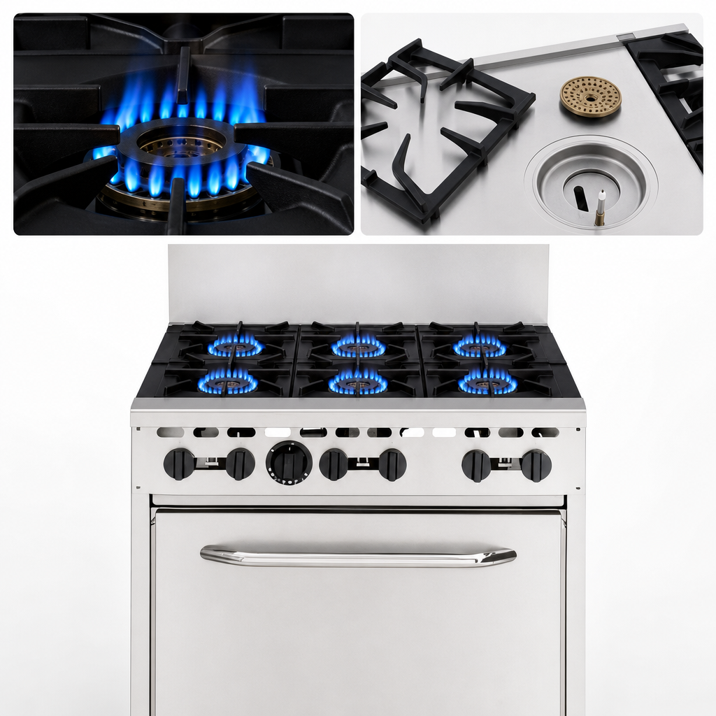 Six 28,000 BTU Open Burners