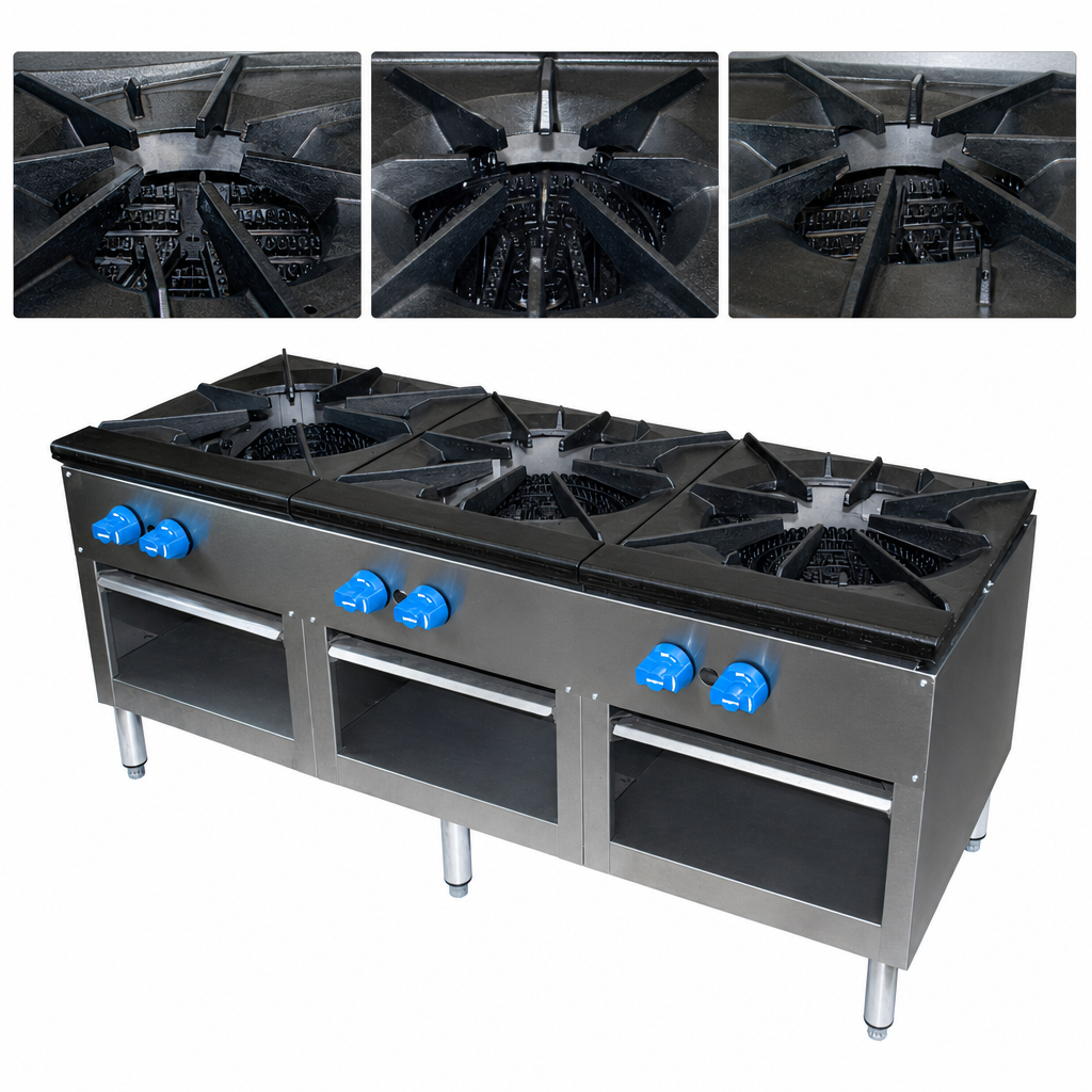 Three Double Venturi Cast Iron Burners