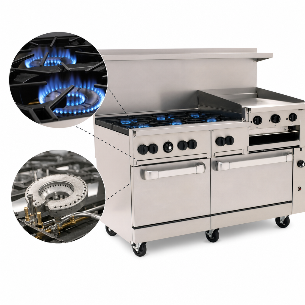 Six 30,000 BTU Open Burners