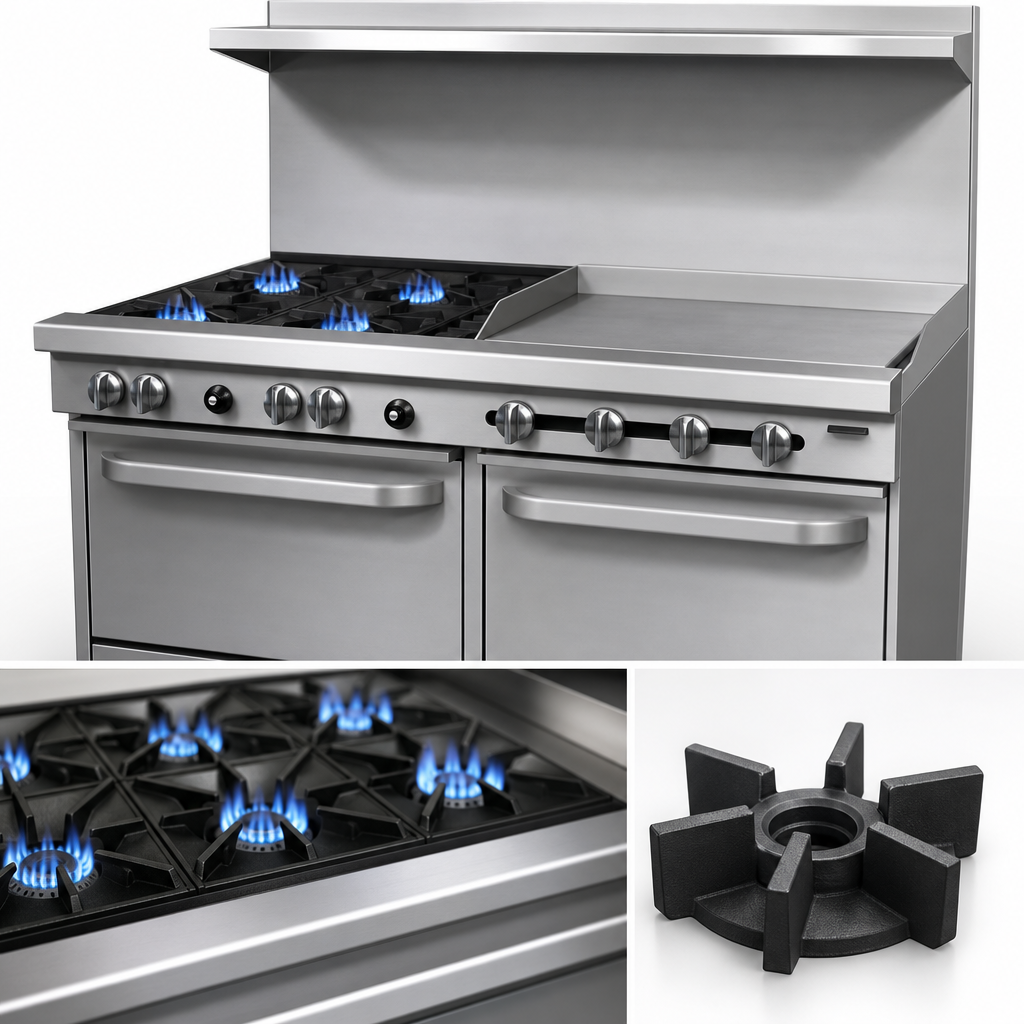 Six High-Output Open Burners